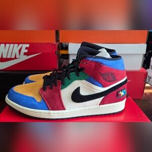 New Nike Blue The Great x Air Jordan 1 Mid 'Fearless' 2019 Size 13